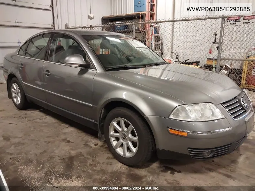 2004 Volkswagen Passat Gls VIN: WVWPD63B54E292885 Lot: 39994894