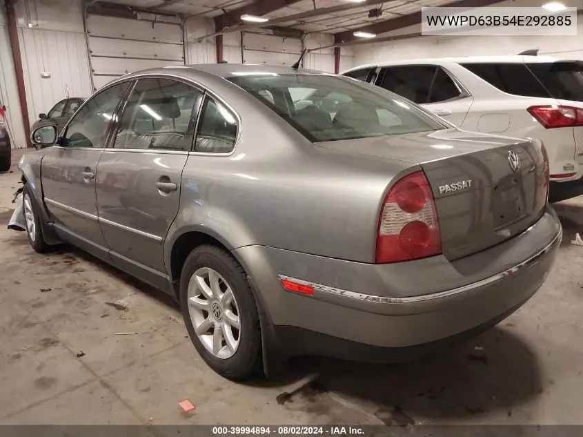 2004 Volkswagen Passat Gls VIN: WVWPD63B54E292885 Lot: 39994894