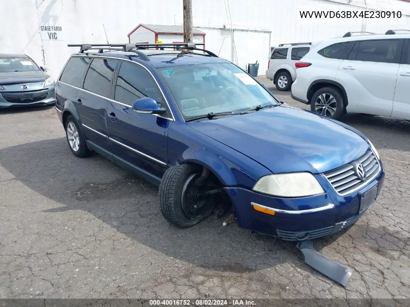 2004 Volkswagen Passat Gls VIN: WVWVD63BX4E230910 Lot: 40016752