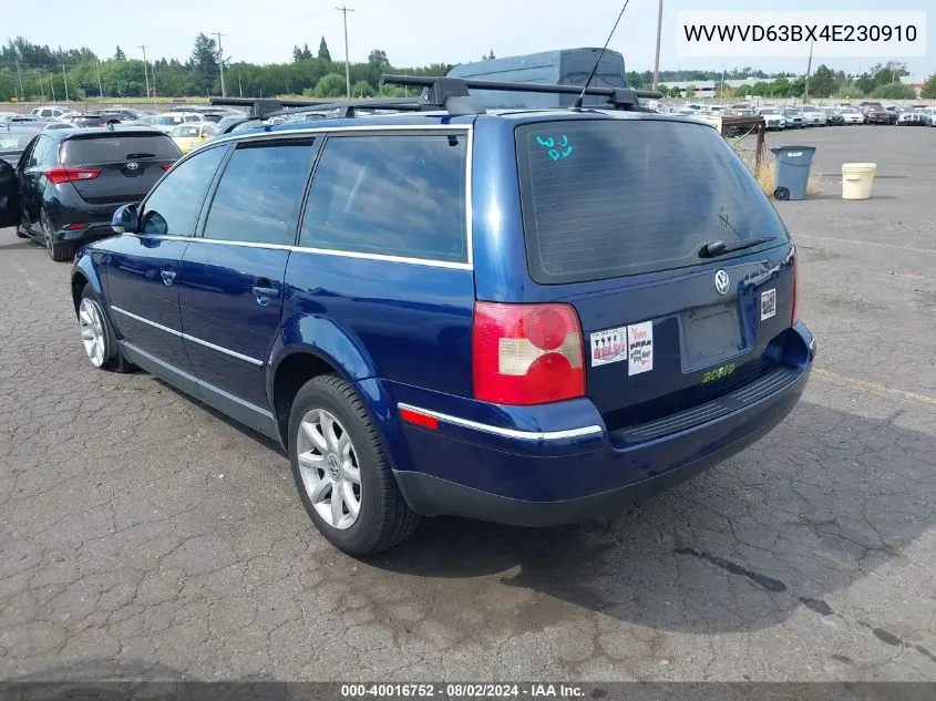 2004 Volkswagen Passat Gls VIN: WVWVD63BX4E230910 Lot: 40016752