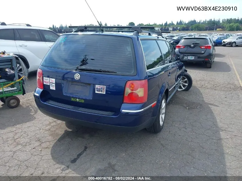 2004 Volkswagen Passat Gls VIN: WVWVD63BX4E230910 Lot: 40016752