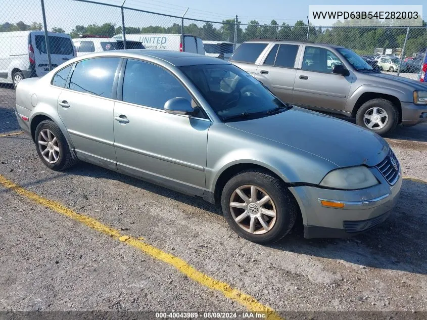 2004 Volkswagen Passat Gls VIN: WVWPD63B54E282003 Lot: 40043989