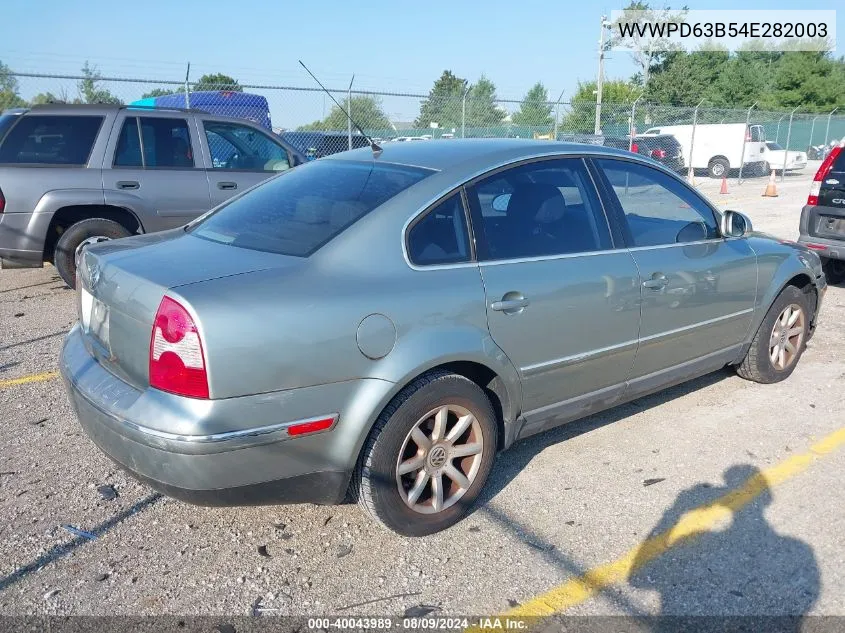 2004 Volkswagen Passat Gls VIN: WVWPD63B54E282003 Lot: 40043989