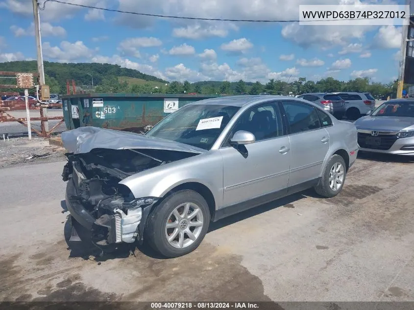 2004 Volkswagen Passat Gls VIN: WVWPD63B74P327012 Lot: 40079218