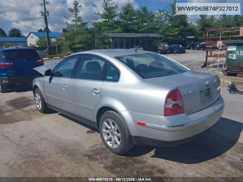 2004 Volkswagen Passat Gls VIN: WVWPD63B74P327012 Lot: 40079218