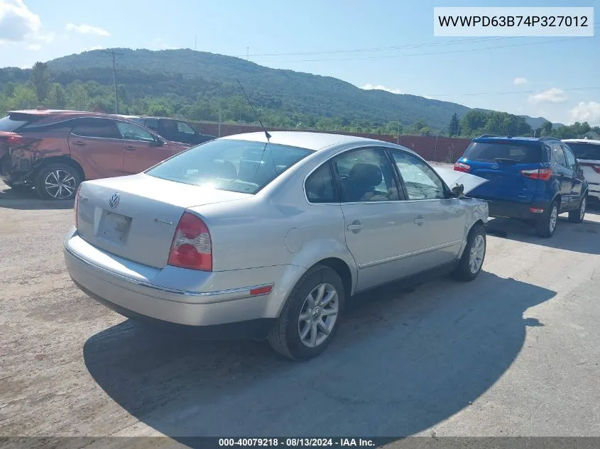 2004 Volkswagen Passat Gls VIN: WVWPD63B74P327012 Lot: 40079218