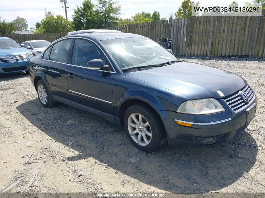 2004 Volkswagen Passat Gls VIN: WVWPD63B44E186296 Lot: 40240143