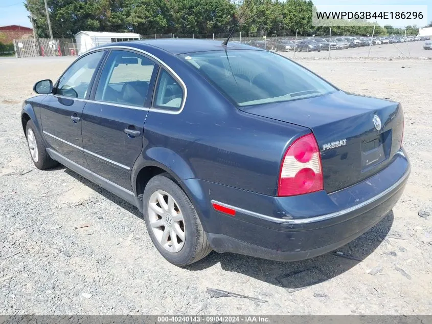 2004 Volkswagen Passat Gls VIN: WVWPD63B44E186296 Lot: 40240143