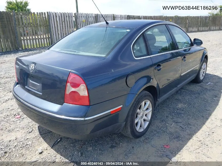 2004 Volkswagen Passat Gls VIN: WVWPD63B44E186296 Lot: 40240143