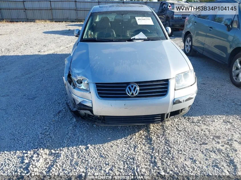 WVWTH63B34P104145 2004 Volkswagen Passat Glx 4Motion