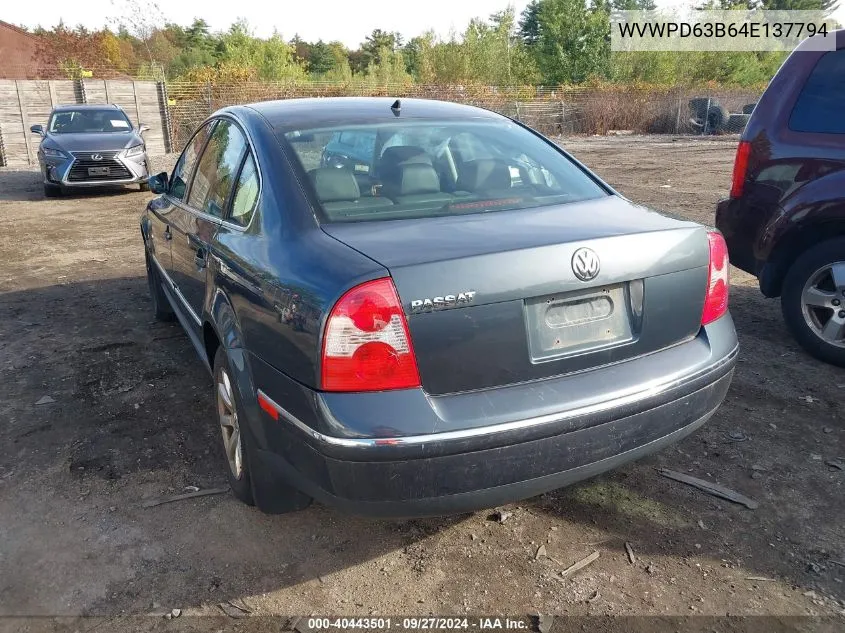 2004 Volkswagen Passat Gls VIN: WVWPD63B64E137794 Lot: 40443501