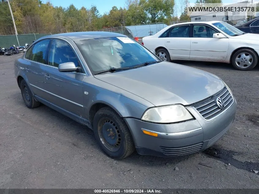 2004 Volkswagen Passat Gl VIN: WVWMD63B54E135778 Lot: 40526946