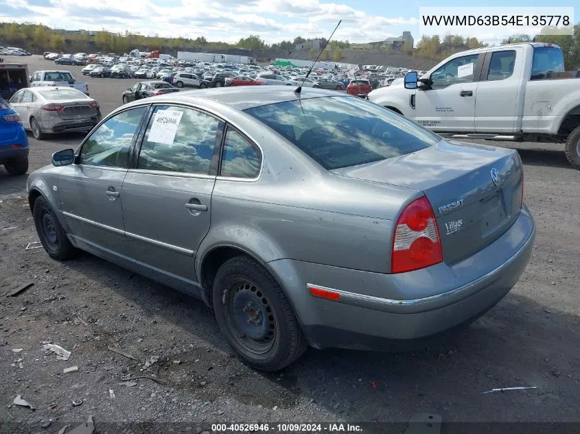 2004 Volkswagen Passat Gl VIN: WVWMD63B54E135778 Lot: 40526946