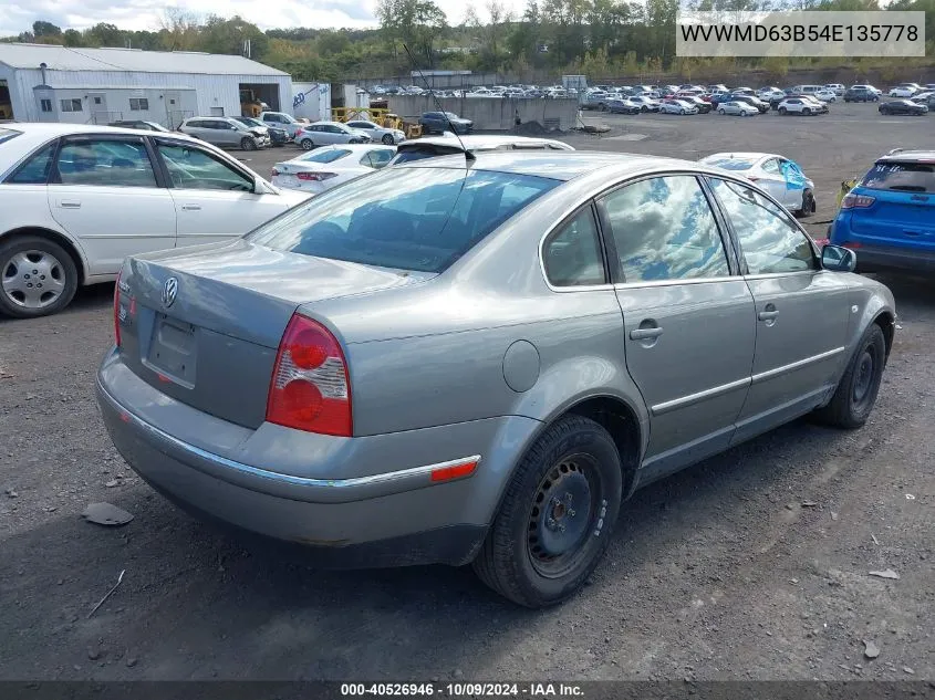 2004 Volkswagen Passat Gl VIN: WVWMD63B54E135778 Lot: 40526946