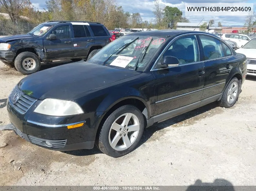 2004 Volkswagen Passat Glx VIN: WVWTH63B44P204609 Lot: 40610050