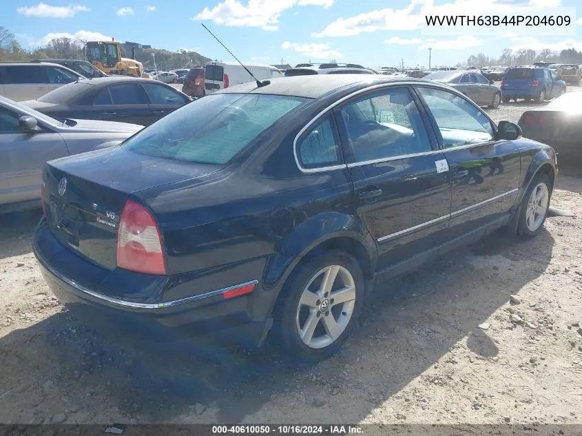 2004 Volkswagen Passat Glx VIN: WVWTH63B44P204609 Lot: 40610050