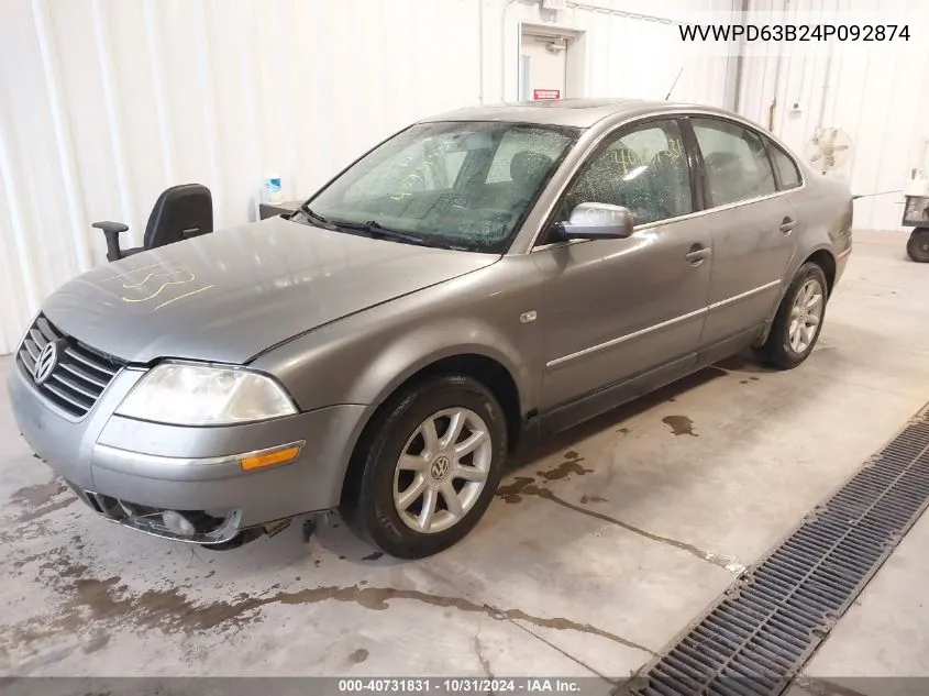 2004 Volkswagen Passat Gls VIN: WVWPD63B24P092874 Lot: 40731831