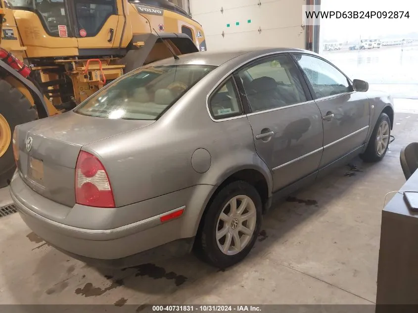 2004 Volkswagen Passat Gls VIN: WVWPD63B24P092874 Lot: 40731831