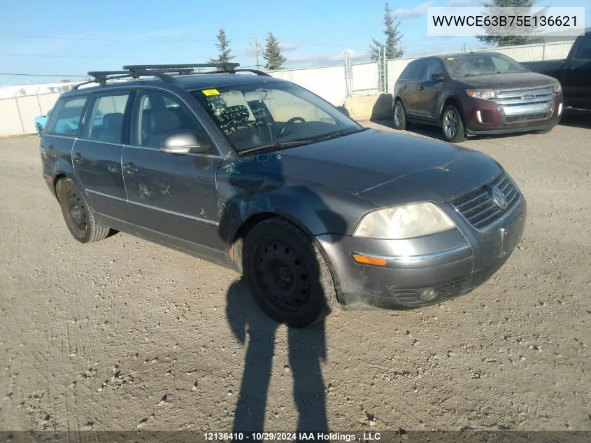 2005 Volkswagen Passat Wagon VIN: WVWCE63B75E136621 Lot: 12136410