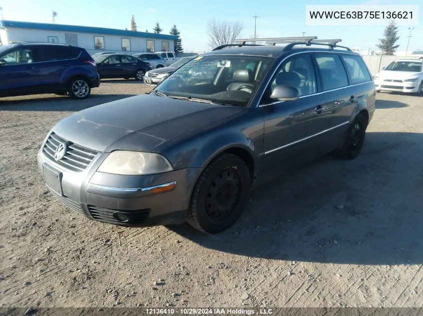 2005 Volkswagen Passat Wagon VIN: WVWCE63B75E136621 Lot: 12136410