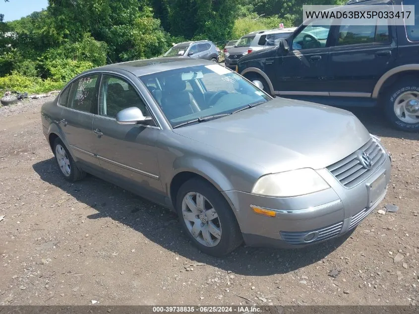 2005 Volkswagen Passat Gls/Gls 1.8T VIN: WVWAD63BX5P033417 Lot: 39738835