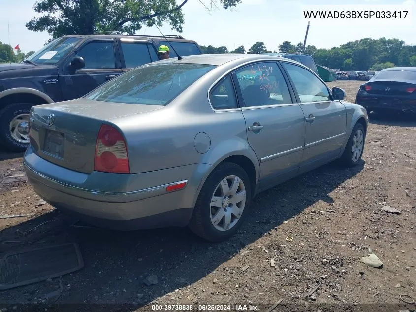 2005 Volkswagen Passat Gls/Gls 1.8T VIN: WVWAD63BX5P033417 Lot: 39738835