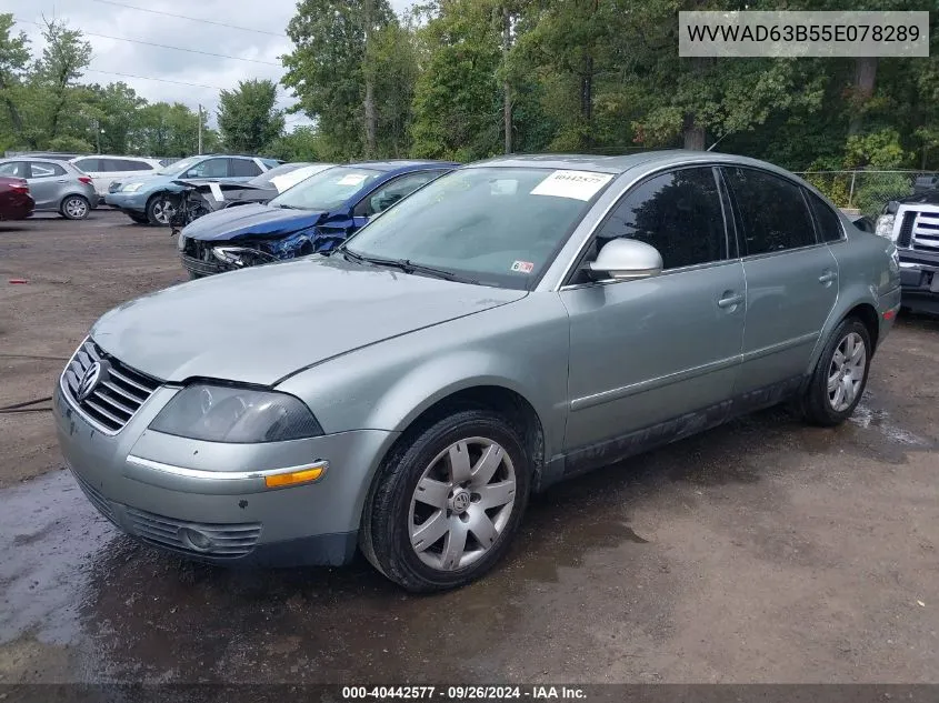 2005 Volkswagen Passat Gls 1.8T VIN: WVWAD63B55E078289 Lot: 40442577