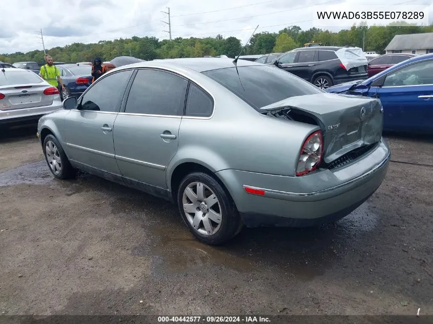 2005 Volkswagen Passat Gls 1.8T VIN: WVWAD63B55E078289 Lot: 40442577