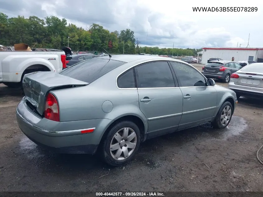 2005 Volkswagen Passat Gls 1.8T VIN: WVWAD63B55E078289 Lot: 40442577