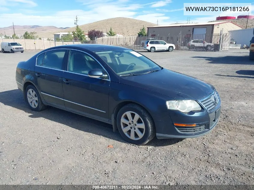 2006 Volkswagen Passat 2.0T VIN: WVWAK73C16P181266 Lot: 40672211