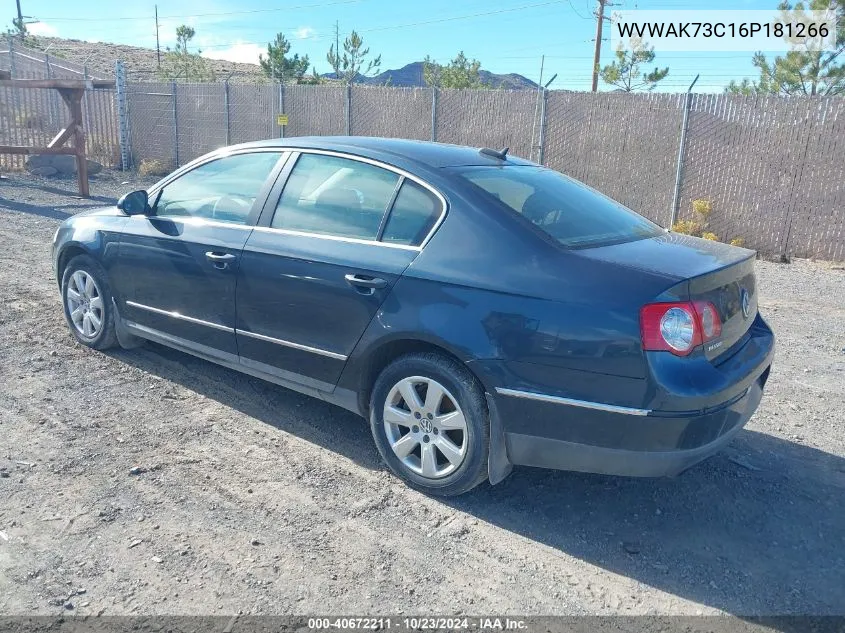 2006 Volkswagen Passat 2.0T VIN: WVWAK73C16P181266 Lot: 40672211