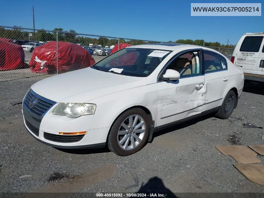 2007 Volkswagen Passat 2.0T VIN: WVWAK93C67P005214 Lot: 40515092