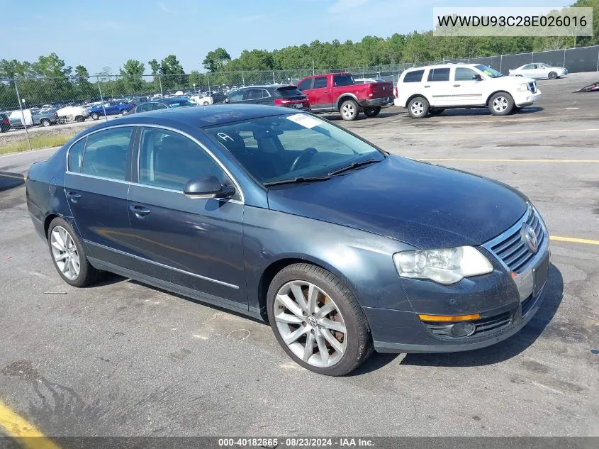 2008 Volkswagen Passat Vr6 VIN: WVWDU93C28E026016 Lot: 40182865