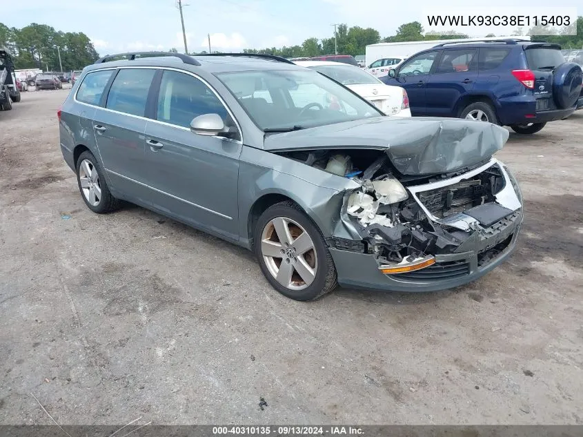 2008 Volkswagen Passat Komfort VIN: WVWLK93C38E115403 Lot: 40310135