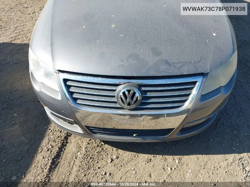 2008 Volkswagen Passat Komfort VIN: WVWAK73C78P071938 Lot: 40720544