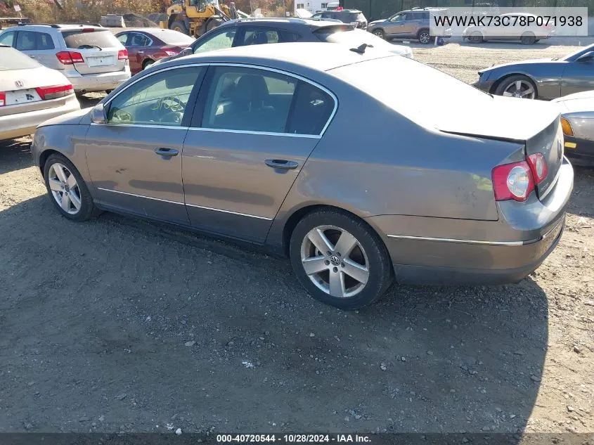 2008 Volkswagen Passat Komfort VIN: WVWAK73C78P071938 Lot: 40720544