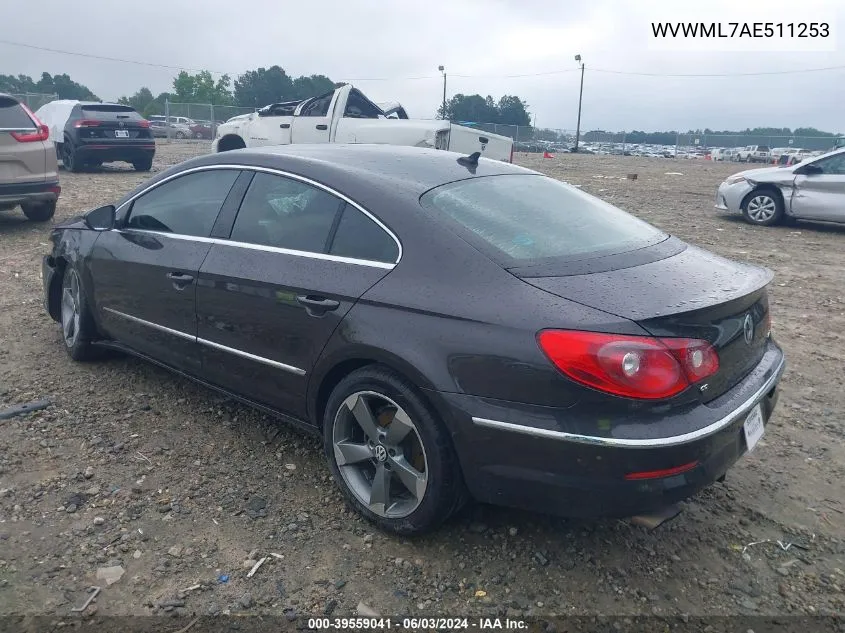 2010 Volkswagen Cc Sport VIN: WVWML7AE511253 Lot: 39559041