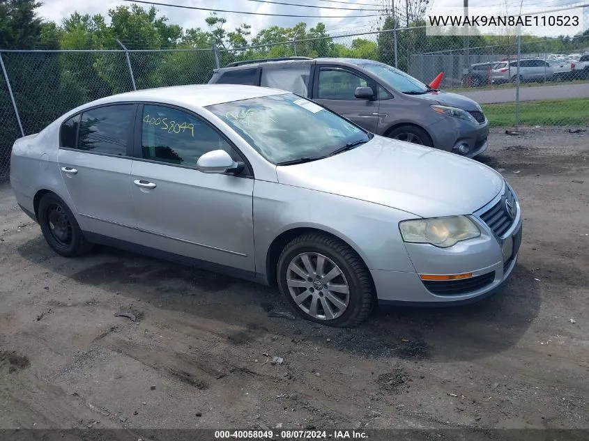 2010 Volkswagen Passat Sedan VIN: WVWAK9AN8AE110523 Lot: 40058049