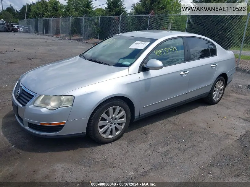 2010 Volkswagen Passat Sedan VIN: WVWAK9AN8AE110523 Lot: 40058049