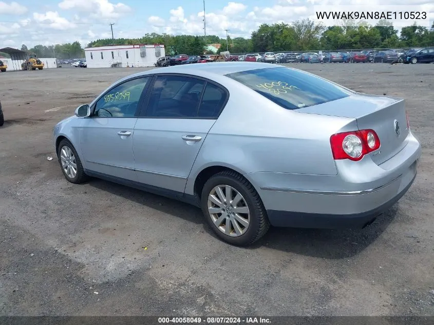 2010 Volkswagen Passat Sedan VIN: WVWAK9AN8AE110523 Lot: 40058049