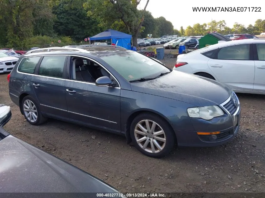 2010 Volkswagen Passat Komfort VIN: WVWXM7AN3AE071722 Lot: 40327732