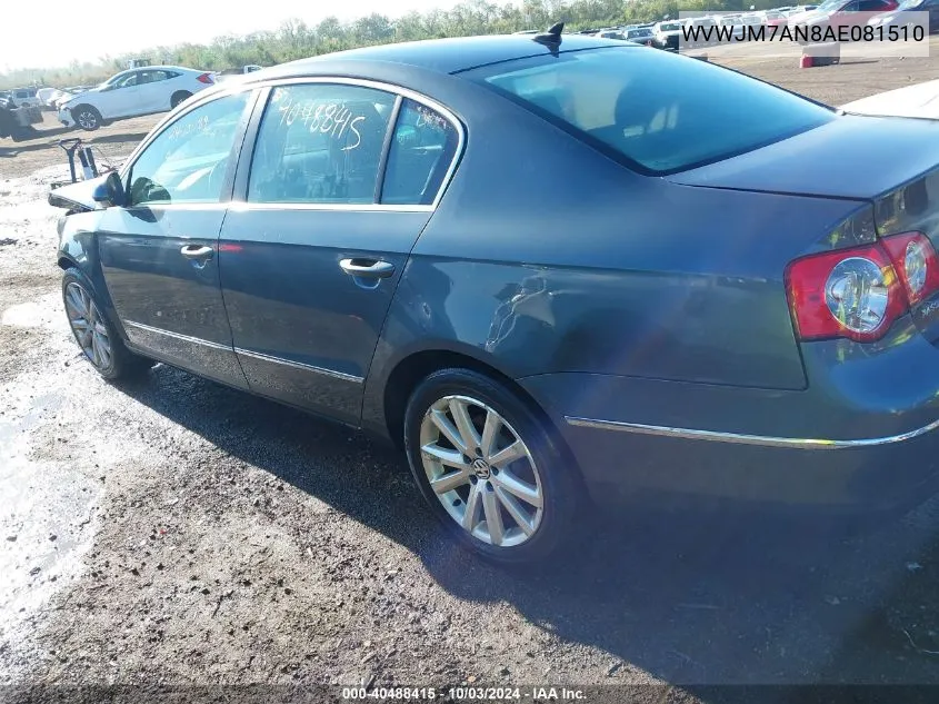 2010 Volkswagen Passat Komfort VIN: WVWJM7AN8AE081510 Lot: 40488415