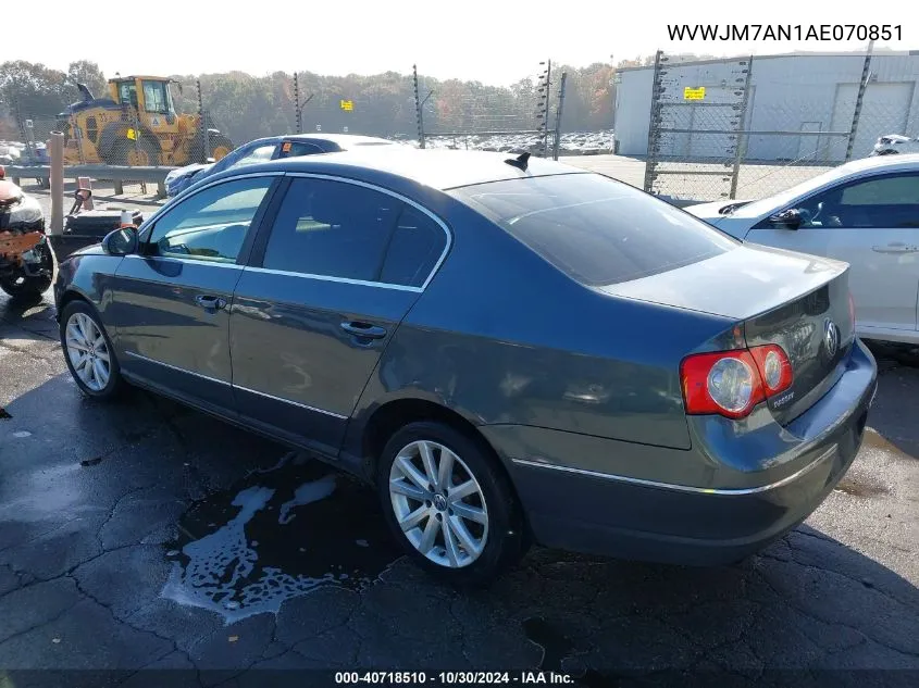 2010 Volkswagen Passat Komfort VIN: WVWJM7AN1AE070851 Lot: 40718510