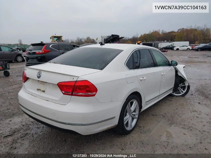 2012 Volkswagen Passat VIN: 1VWCN7A39CC104163 Lot: 12137283