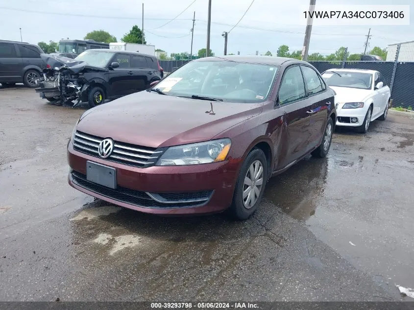 1VWAP7A34CC073406 2012 Volkswagen Passat 2.5L S