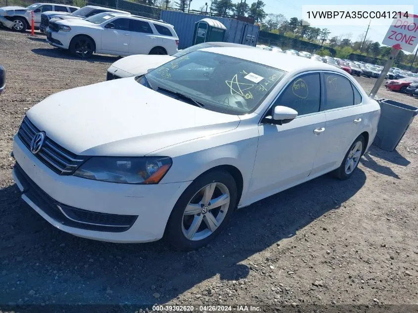 2012 Volkswagen Passat 2.5L Se VIN: 1VWBP7A35CC041214 Lot: 39302620