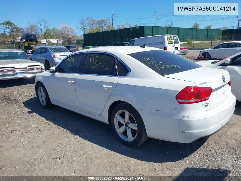 2012 Volkswagen Passat 2.5L Se VIN: 1VWBP7A35CC041214 Lot: 39302620