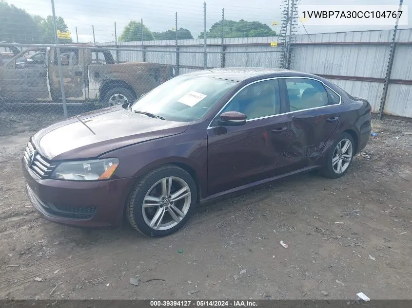 1VWBP7A30CC104767 2012 Volkswagen Passat 2.5L Se