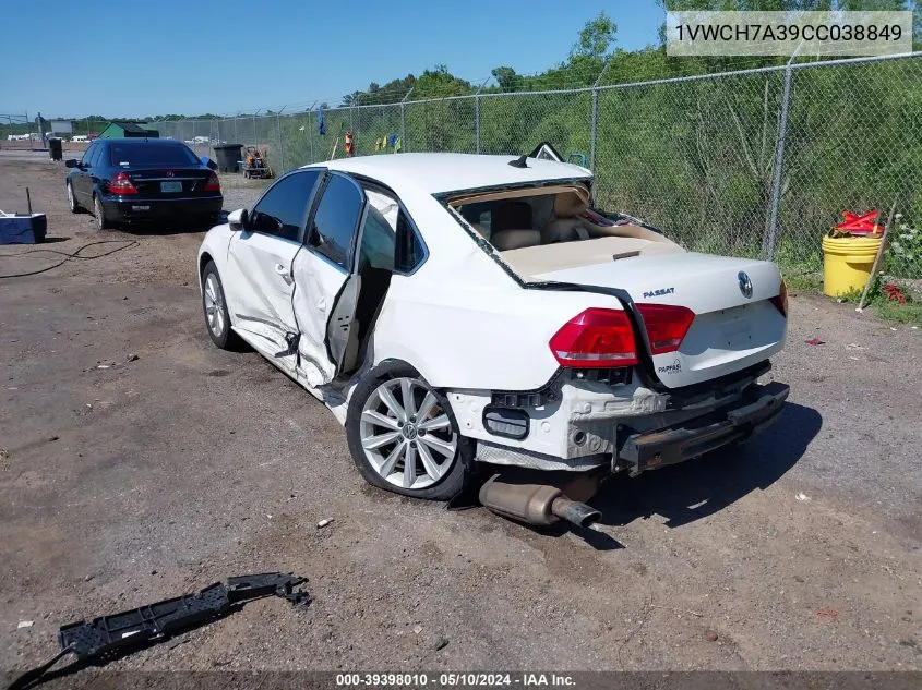 1VWCH7A39CC038849 2012 Volkswagen Passat 2.5L Sel