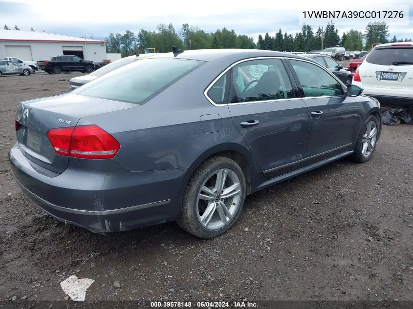 1VWBN7A39CC017276 2012 Volkswagen Passat 2.0L Tdi Se